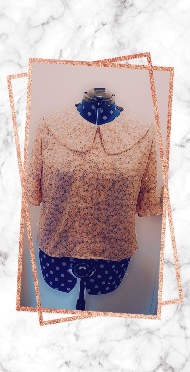 Customer photo review of Khaki and White on Peach Crepe Fabric