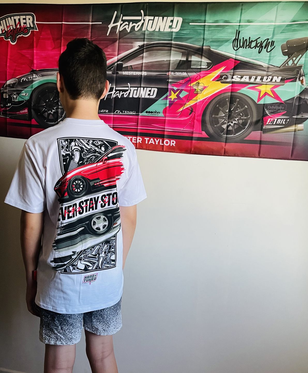 Customer photo review of Hunter Taylor x Hardtuned Workshop Flag **LIMITED EDITION**