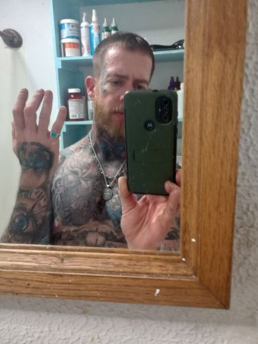 Customer photo review of Classic Men's Ring Real Natural Blue Turquoise and 8 Onyx in 925 Sterling Silver