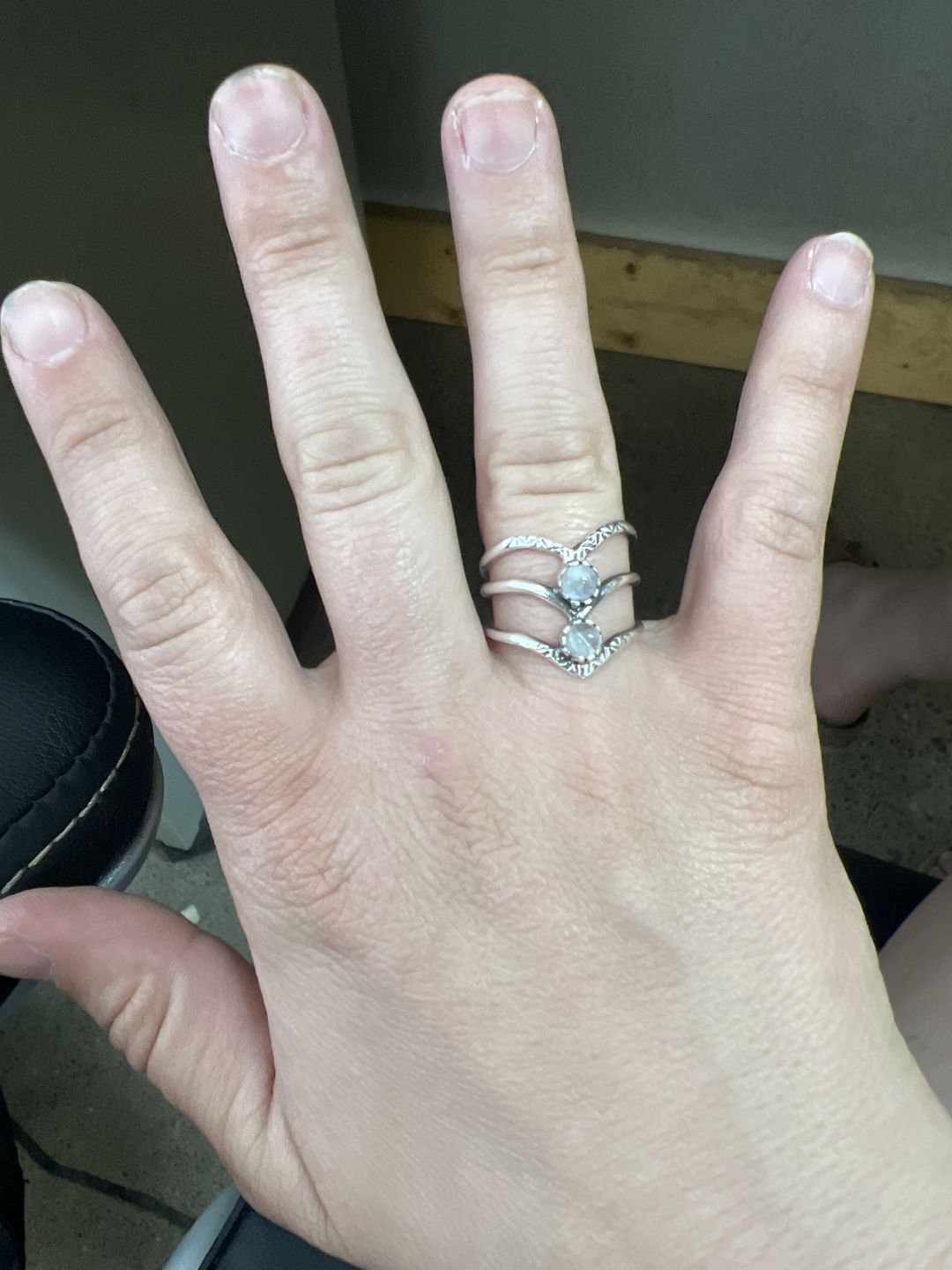 Customer photo review of Triple Chevron Boho Ring with Moonstone Sterling Silver