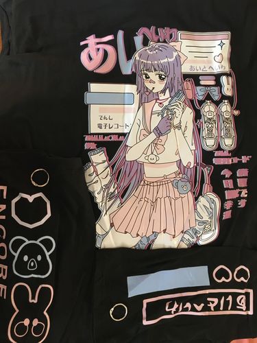 Customer photo review of Harajuku Style "E-Girl" Anime Tee With Arm Sleeves