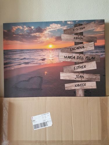Customer photo review of Lienzo personalizado Corazon en la Playa