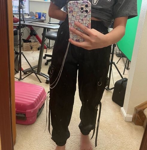 Customer photo review of Harajuku Style Chained Cargo Pants