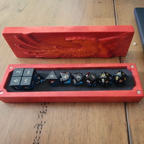 Customer photo review of Dark Blue Glass  DnD Dice Set All Number Dice