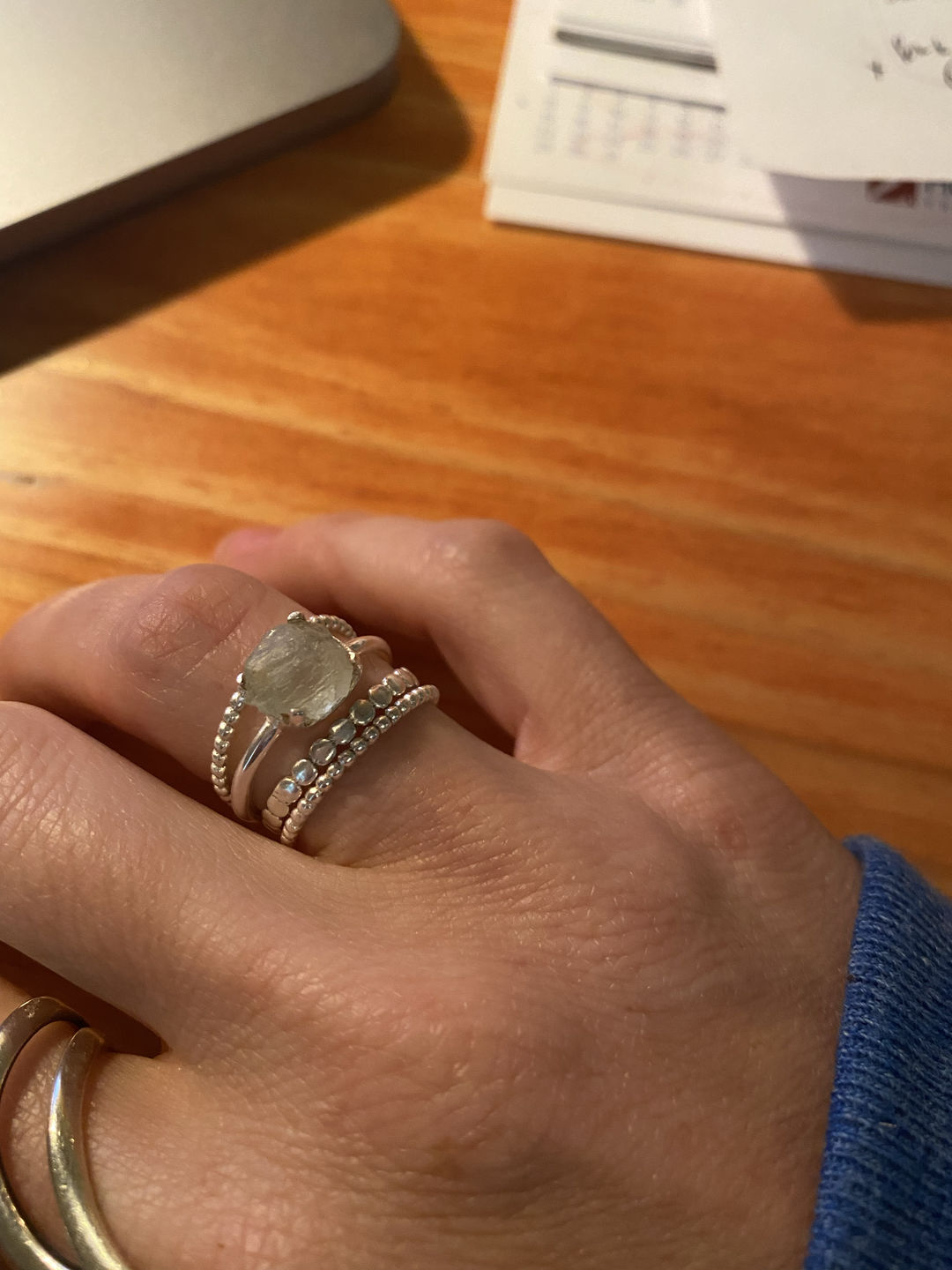 Customer photo review of Aquamarine Stacking Ring Set Sterling Silver