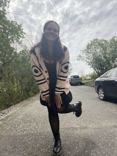 Customer photo review of Beige King Of Curses Cardigan