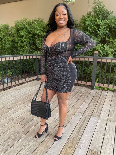 Customer photo review of Sequined Glittery See-Through Mini Dress