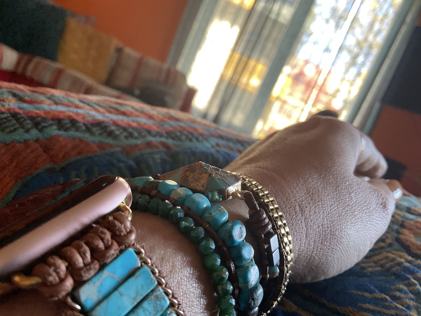 Customer photo review of Turquoise Calming Energy Wrap Bracelet