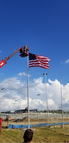 Customer photo review of 8x12ft Deluxe Flag Arrangements For Internal Halyard Flagpoles