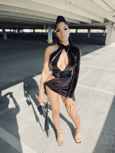 Customer photo review of Patchwork Glamorous Cutout Strappy Irregular Mini Dress