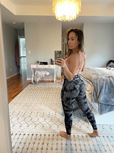 Customer photo review of Pink Criss Cross Sports Bra