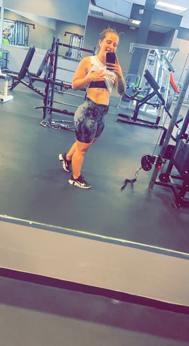 Customer photo review of Black and Grey Marble Scrunch Butt Biker Shorts