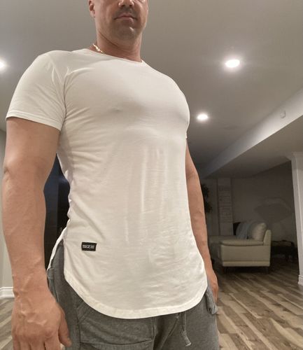 Customer photo review of Size Up White Basics Tee