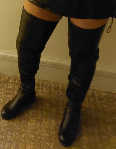 Customer photo review of Solid Color On-trend Thigh-Length Boots