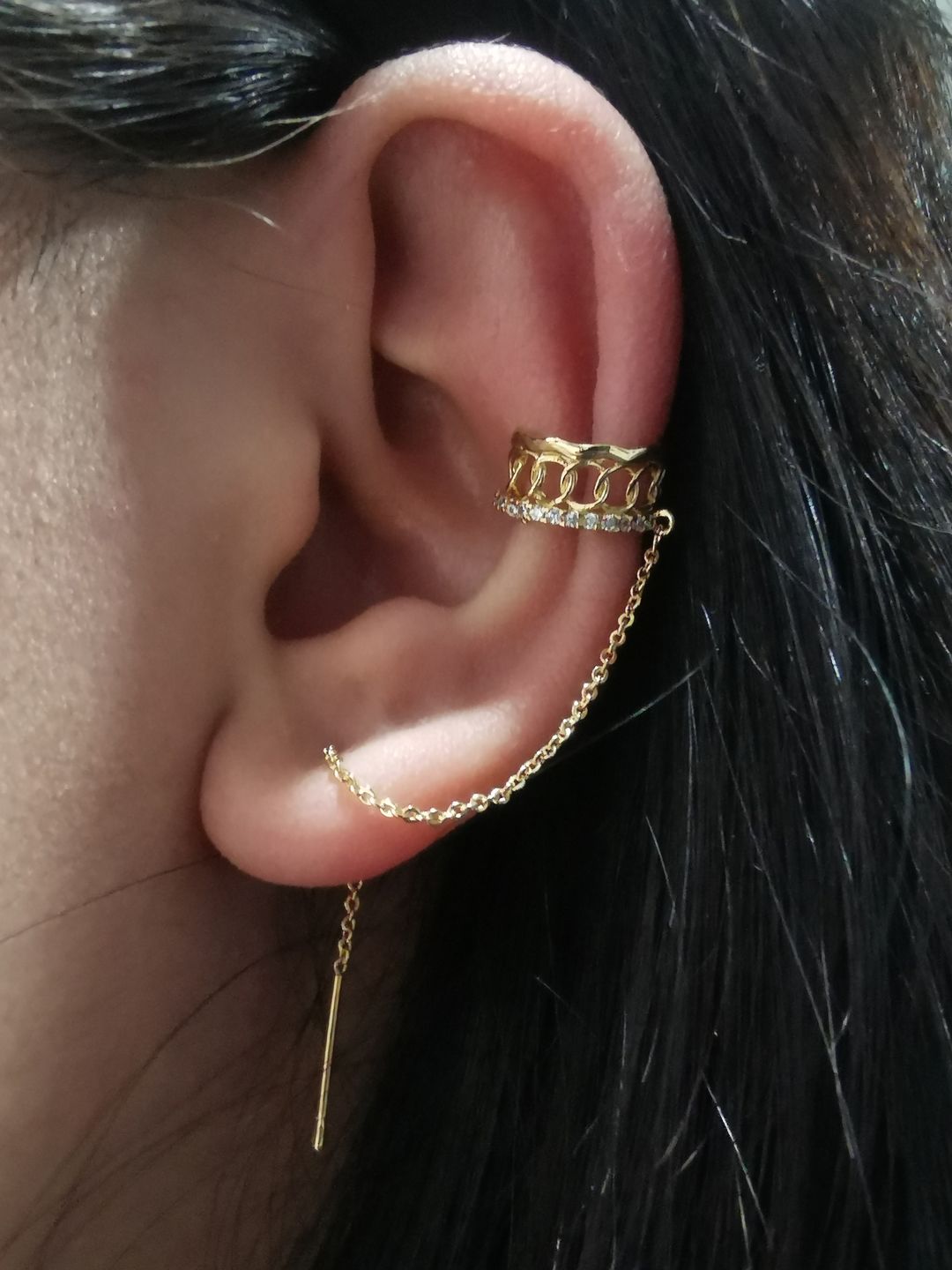 Customer photo review of Ear cuff chapa de oro x cristales con cadenita