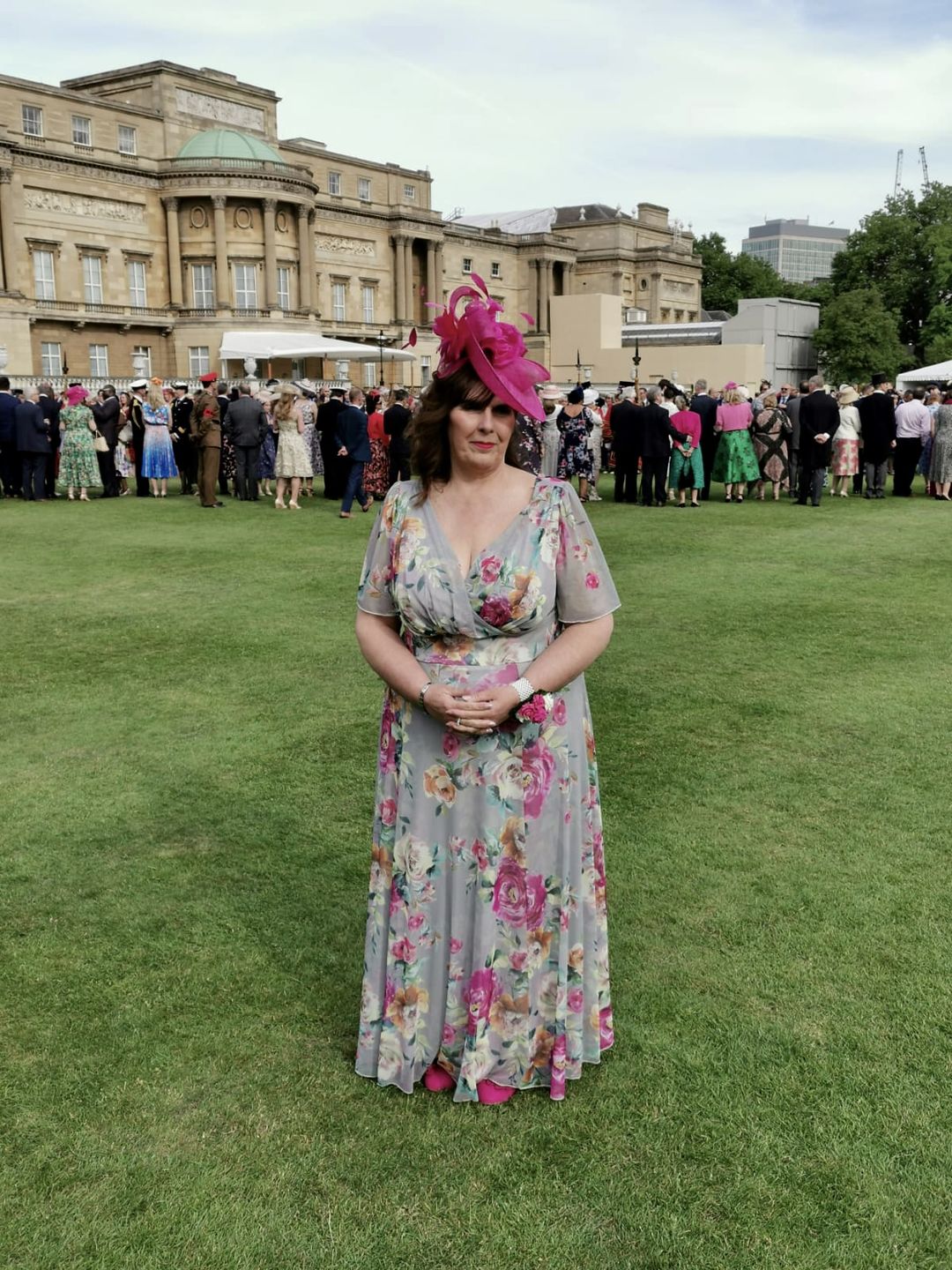 Customer photo review of Isabelle Silver Pink Float Sleeve Maxi Dress