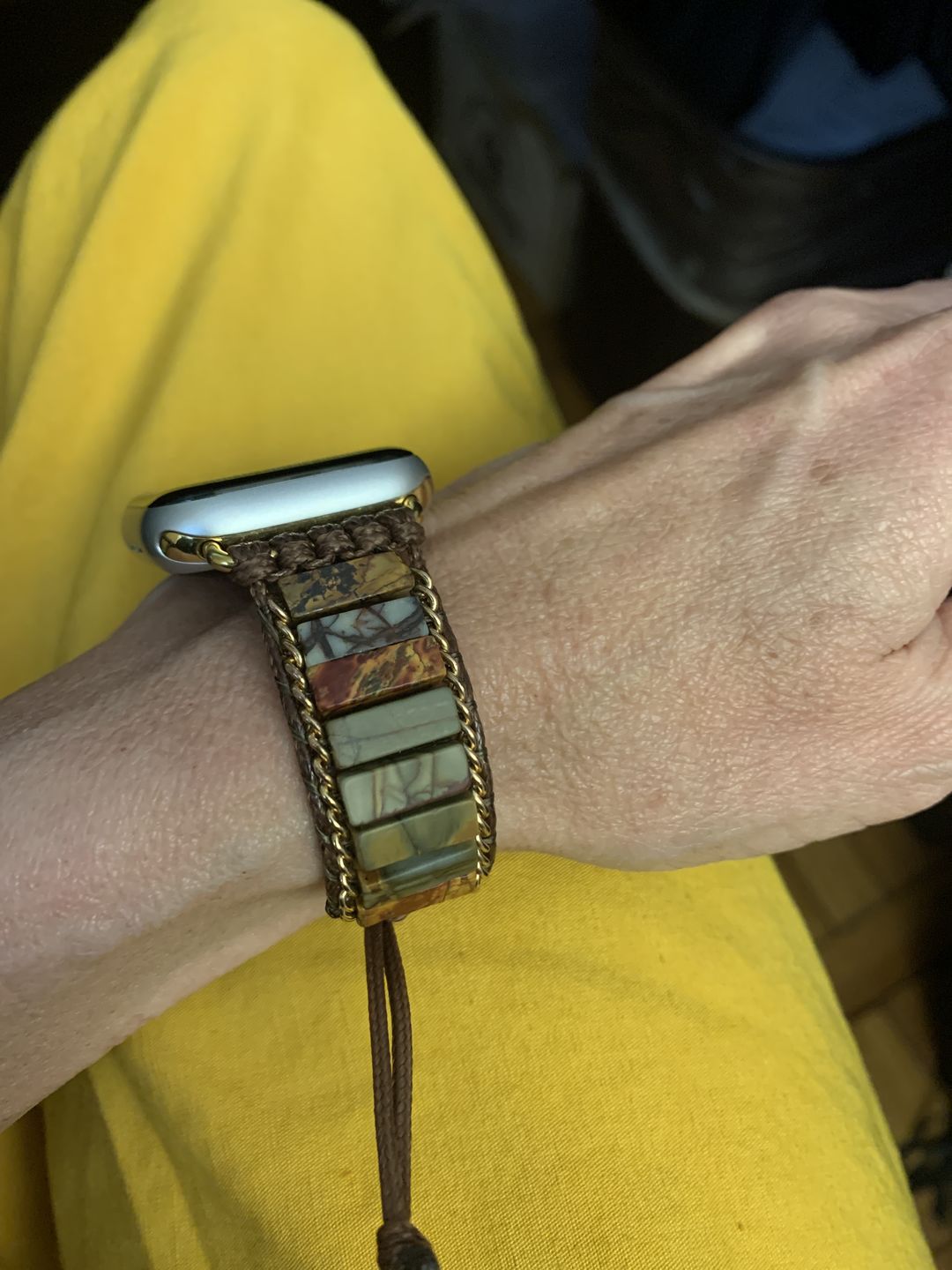 Customer photo review of Delicate Picasso Jasper Apple Watch Strap