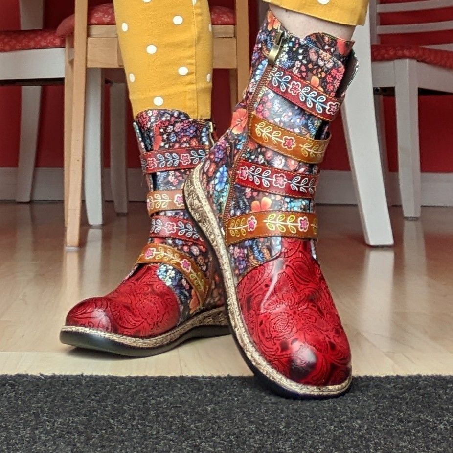 Customer photo review of Vintage Painted Boots