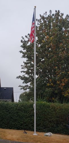Customer photo review of 25 ft. Commercial Flagpole with External Rope Halyard Rated At 65 mph