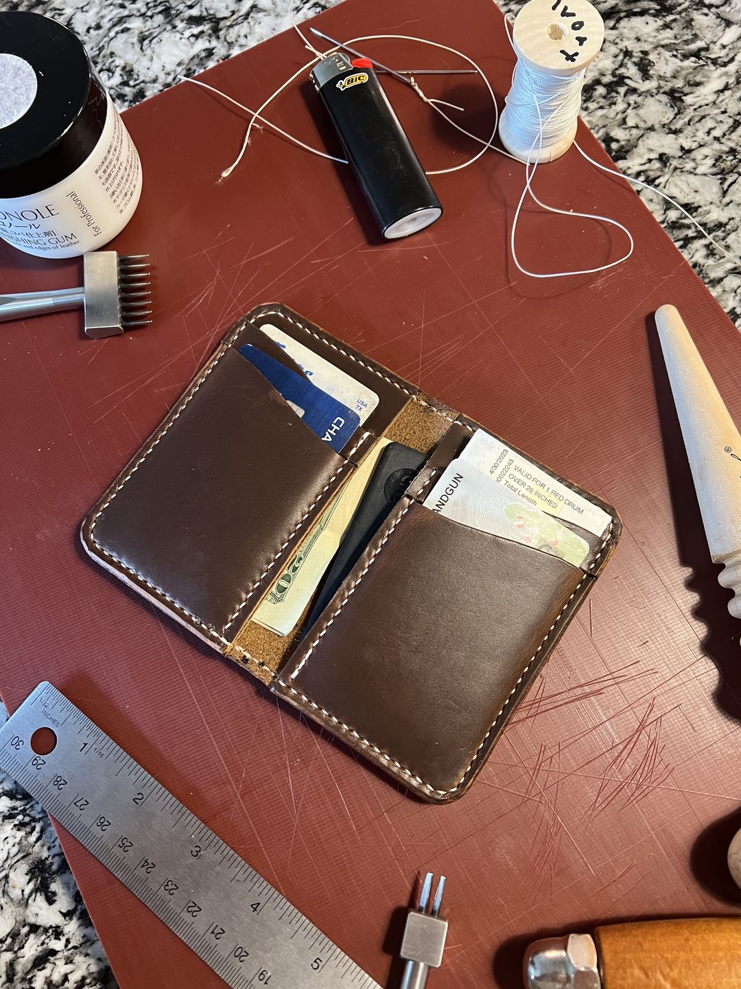 Customer photo review of No.52 | Leather Vertical Wallet (Digital Pattern)
