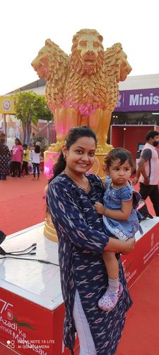 Customer photo review of Navy Blue Ikat Straight Cut Dress