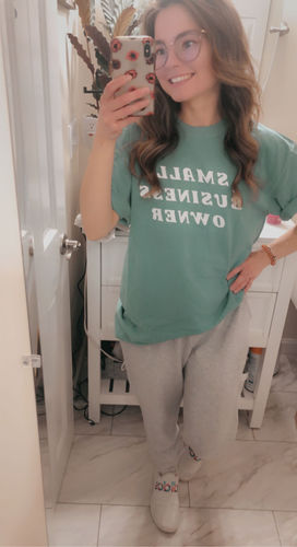 Customer photo review of Seafoam Small Business Owner T-Shirt