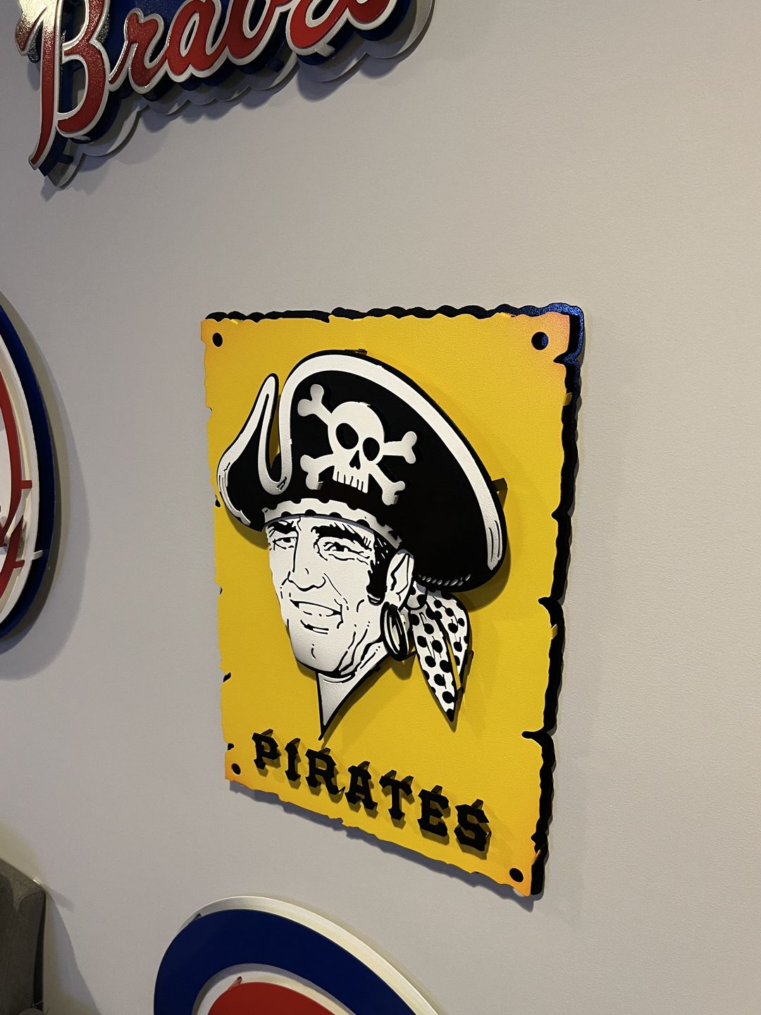 Customer photo review of Pittsburgh Pirates  "1967 BUCCANEER" Logo 3D Metal Wall Art