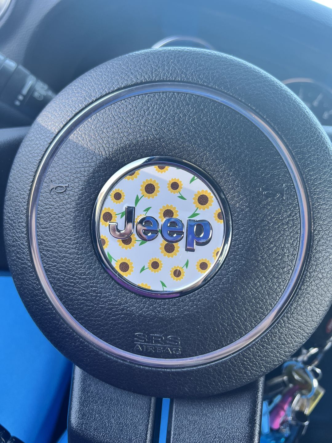 Customer photo review of Floral Steering Wheel Decal for Jeep
