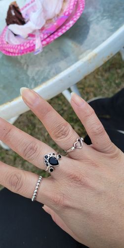 Customer photo review of Black Onyx Stackable Ring Set Sterling Silver