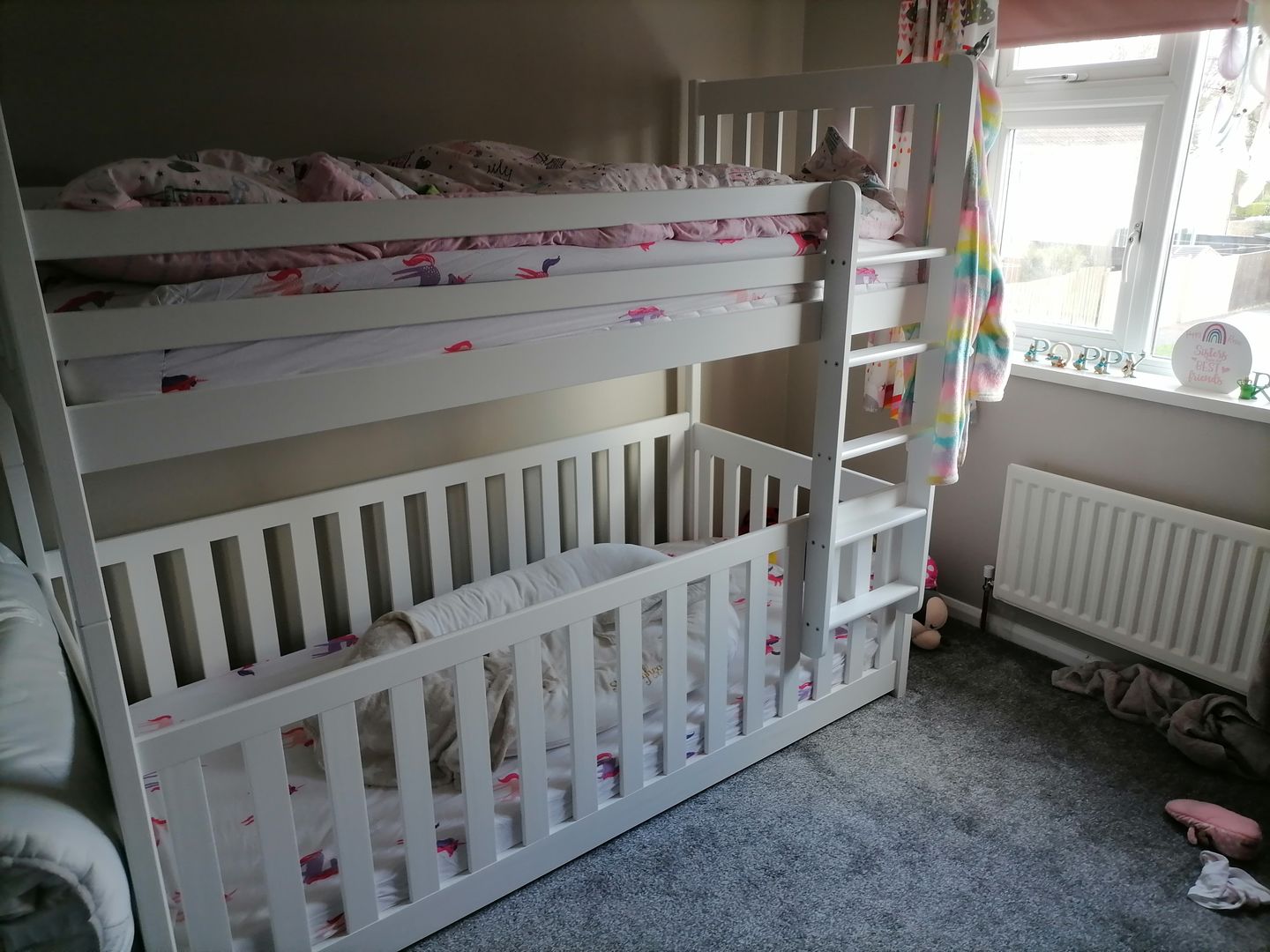 Customer photo review of Wooden Bunk Bed Cris with Cot Bed