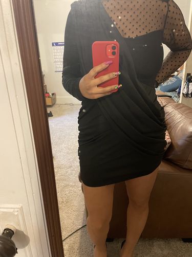 Customer photo review of Dot Sheer Combo Dress
