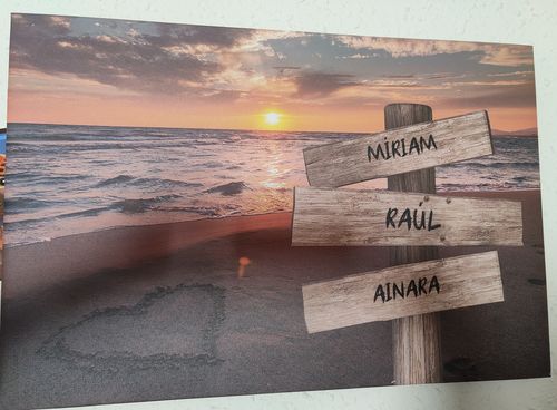 Customer photo review of Lienzo personalizado Corazon en la Playa