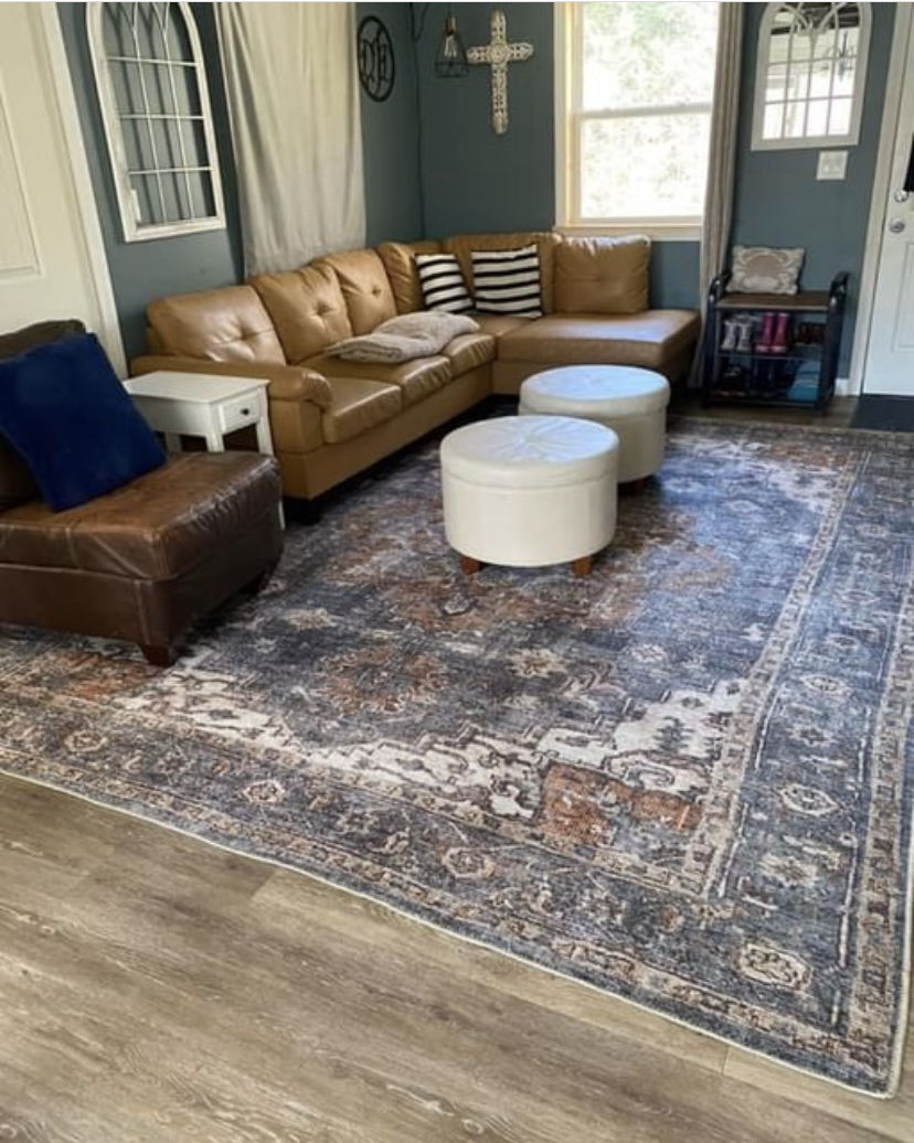 Customer photo review of Distressed Vintage Cezanne Rabbit Gray Inca Gold Area Rug