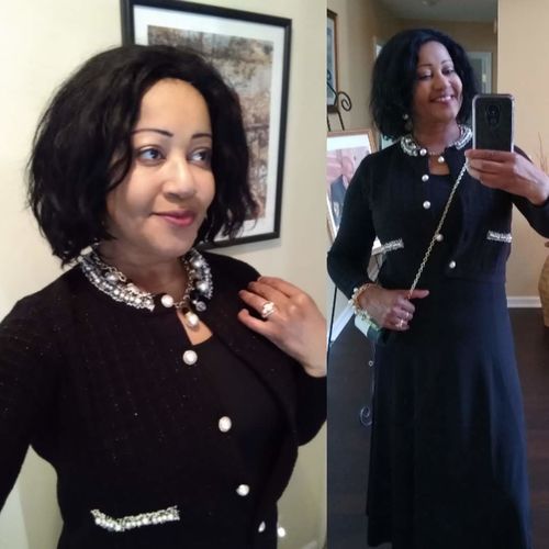 Customer photo review of Faux Pearl Decor Tweed Knitted Cardigan (PRE-ORDER)