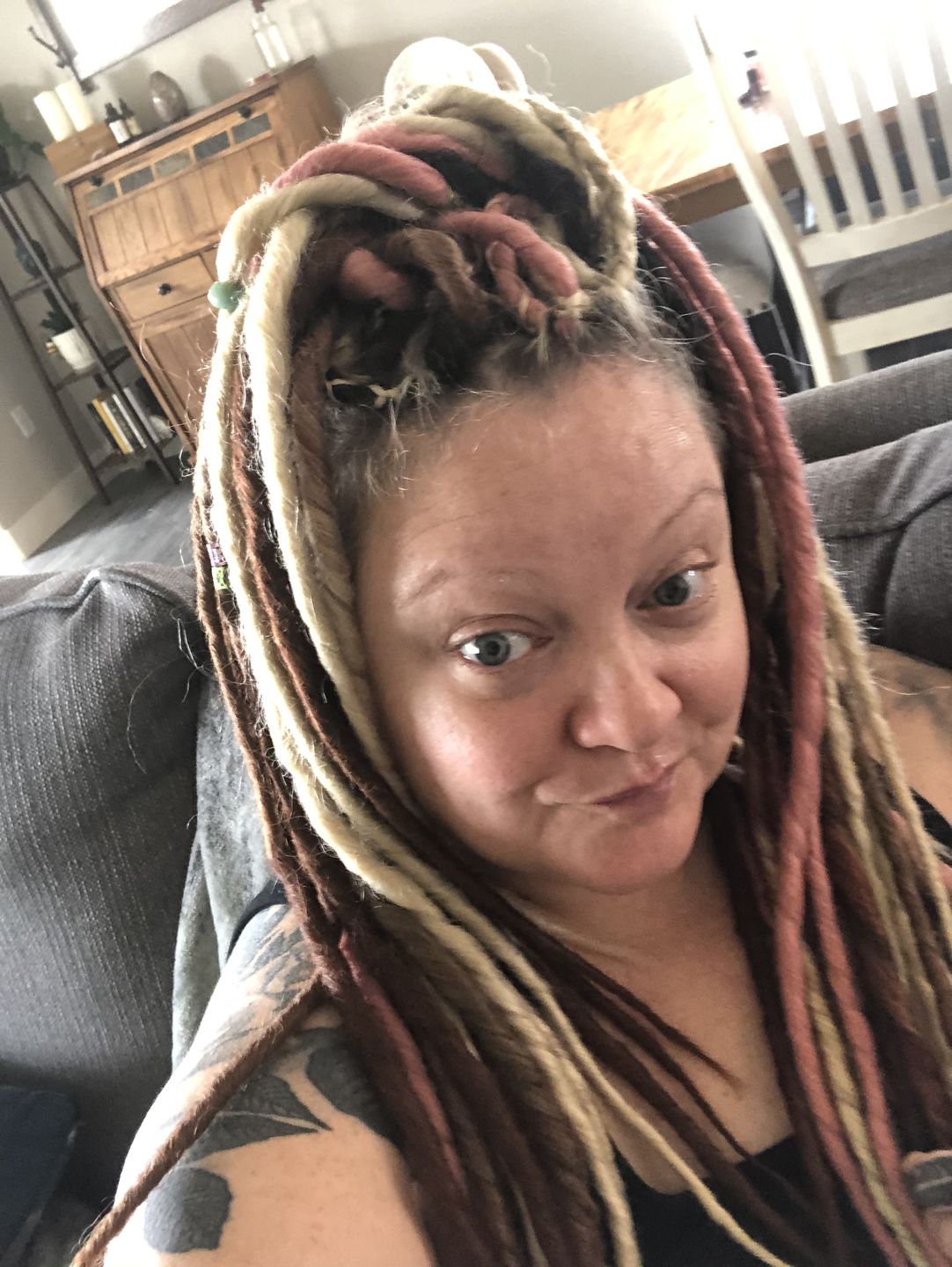 Customer photo review of (PRE ORDER) Dusty Pink  - (1 pack of 5 Dreads)