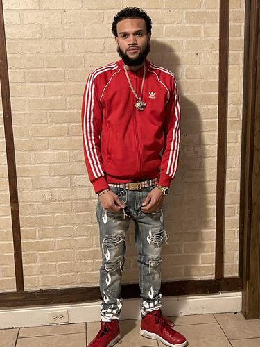 Customer photo review of Flame Print Skinny Fit Denim (Blue Wash)