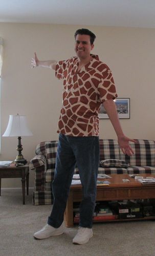 Customer photo review of Brown Giraffe Pattern Print Men's Short Sleeve Shirt