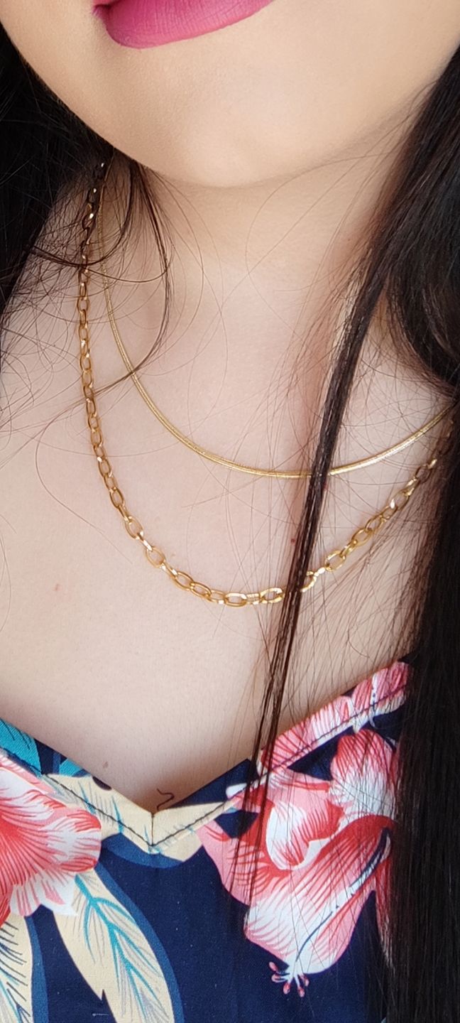 Customer photo review of Cadena planchada delgada acero inoxidable dorada 50 cm