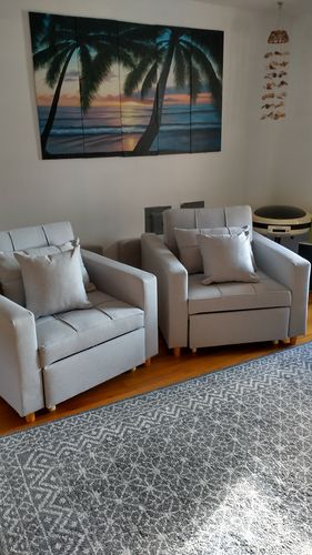 Customer photo review of Esright Set of 2 Sofa Bed 3-in-1 Convertible Chair Multi-Functional Adjustable Recliner, Sofa, Bed(Light Gray)