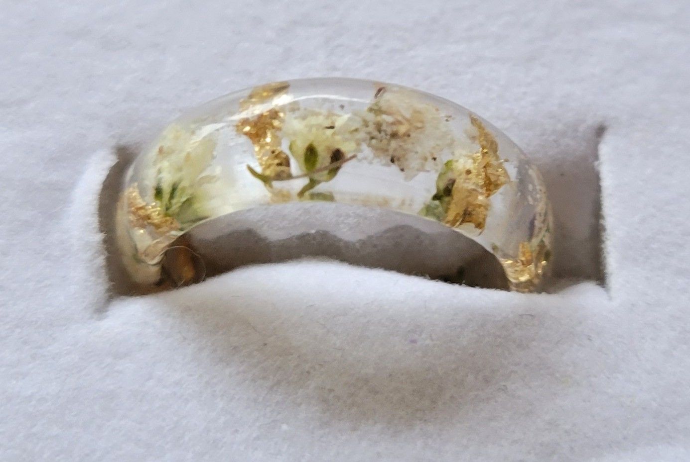 Customer photo review of Yellow Flower Ring with Cremains