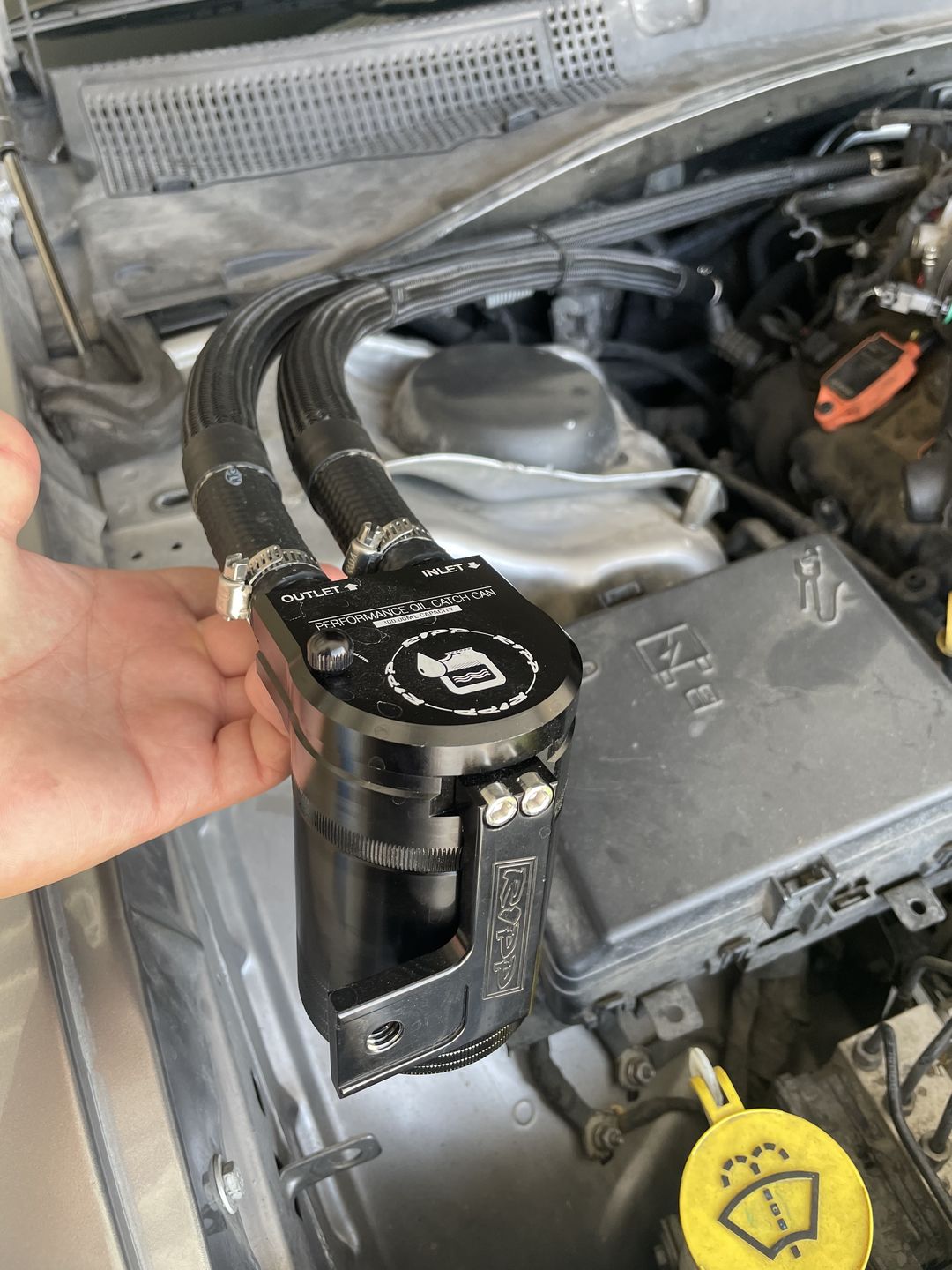 Customer photo review of NON SUPERCHARGED Charger/Challenger/300 Catch Can Kit