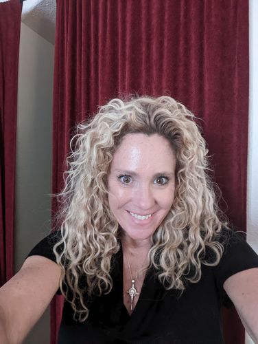 Customer photo review of Curly Ash Blonde