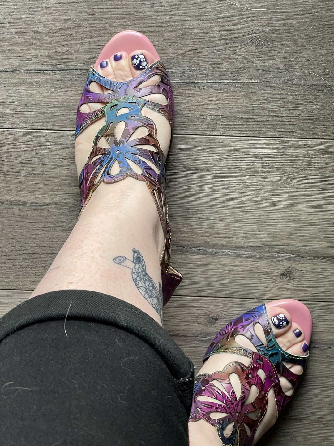Customer photo review of Bohemia Leather Block Heel Comfy Sandals