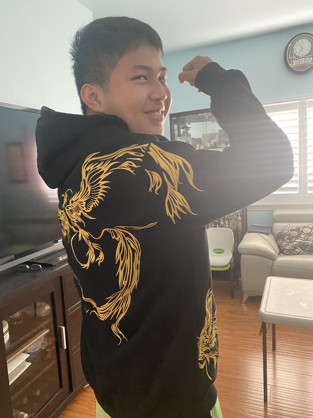 Customer photo review of Golden Phoenix Embroidered Hoodie