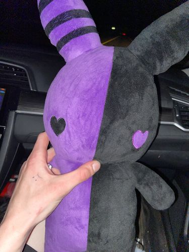 Customer photo review of Rabbit Plush Backpack (20" PURPLE/BLACK)