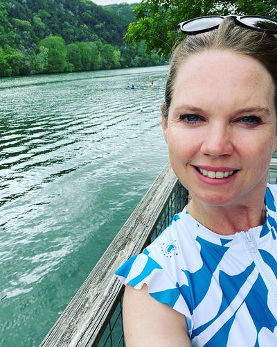Customer photo review of Anne Cole - Flutter Sleeve Zip Up Rash Guard One Piece Swimsuit