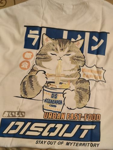 Customer photo review of Harajuku Style Cat Ramen Tee