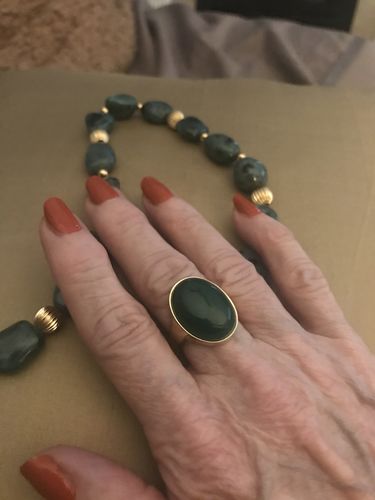 Customer photo review of Jade in SOLID 10K YELLOW GOLD Natural Gemstone Vintage Ring