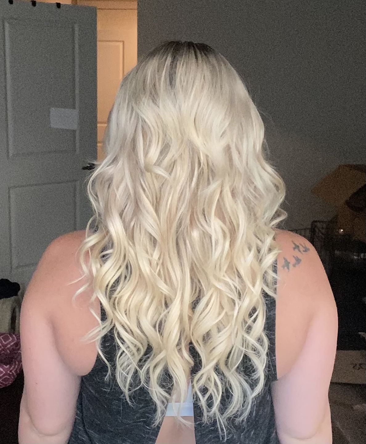Customer photo review of Sunny Hair Tape in Extensions in Lightest Blonde Human Hair Extensions #60