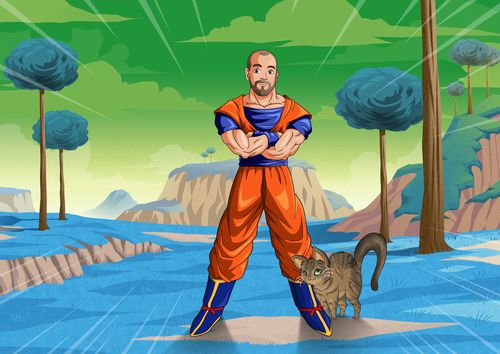 Customer photo review of Caricature cartoon dessinée à la main: Portrait Personnalisé DBZ